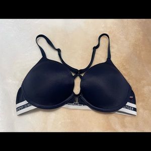 Tommy Hilfiger Blue Back-Crossed and Front Closure Bra 34B
